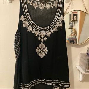 Beautiful embroidered black Tank Top.